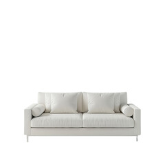 Wall Mural - Modern white sofa with plush cushions and sleek legs, perfect for contemporary living room interiors. Comfort meets style in this elegant furniture piece.