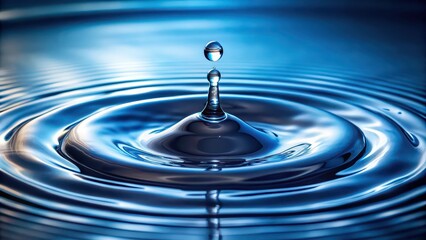 Poster - Water droplet creating ripples as it falls into water, drip, drop, liquid, splash, circle, ripple, clear, motion