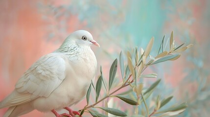 Sticker - White Dove Perched on Branch