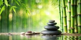 Tranquil Zen stones and bamboo in a serene setting, zen, stones, bamboo, meditation, relaxation, harmony, balance, peaceful
