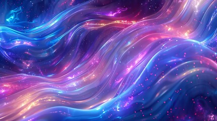 Wall Mural - Cosmic streams of neon blush ribbons, their gentle colors soothing the eye and the soul