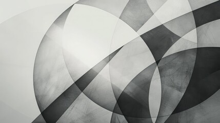 Wall Mural - a minimalist composition of intersecting lines and circles in grayscale tones, evoking a sense of tr