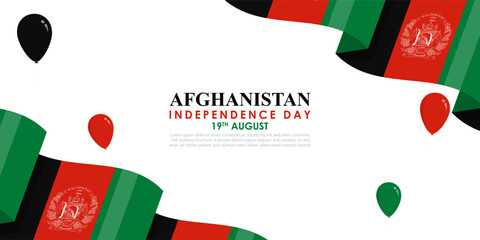 Wall Mural - Vector illustration of Afghanistan Independence Day social media feed template