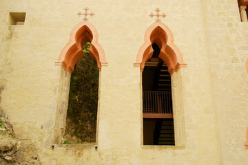 Wall Mural - Background of windows with column and arch in arabic style