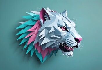 Wall Mural - 3d mythical  tiger  with poly style