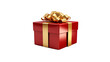 © สุพัฒตรา แสนพลี - A classic red gift box with a gold bow, wrapped in shiny wrapping paper and tied with a festive ribbon