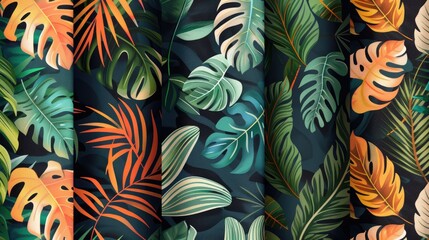 Canvas Print - Designs suitable for printing featuring patterns of tropical foliage such as monstera and palm leaves