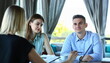© H_Ko - Portrait of biz partners discuss contract terms on meeting in cafe, businesspeople talk about progress. Business, career, strategy, deal, success concept