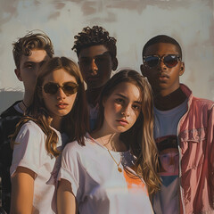 Canvas Print - Group of teenagers, young people