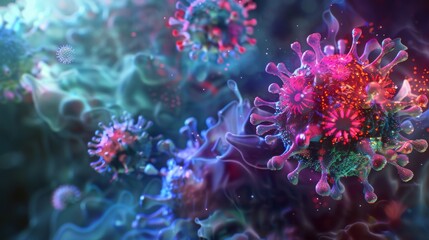 Aufkleber - A 3D render of the novel coronavirus, showing its intricate structure in detail.