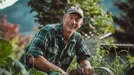 Canvas Print - The farmer in the garden