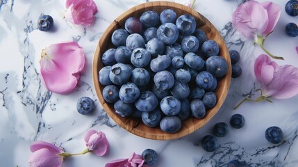 Poster - The bowl of fresh blueberries