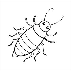 Wall Mural - Cartoon dead cockroach vector line art