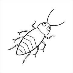 Wall Mural - Cartoon dead cockroach vector line art