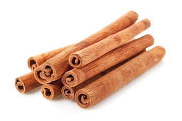 Wall Mural - Cinnamon sticks on white background