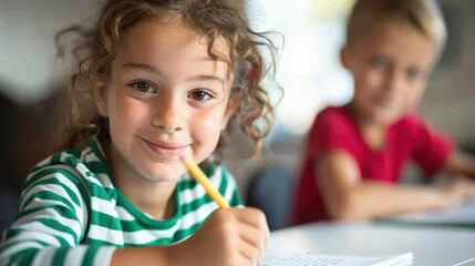 Sticker - The girl holding a pencil