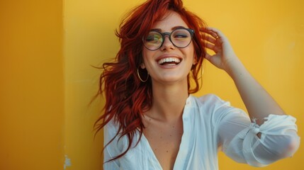 Wall Mural - The happy redheaded woman