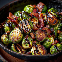 Wall Mural - Crispy Brussels Sprouts with Bacon and Balsamic Glaze