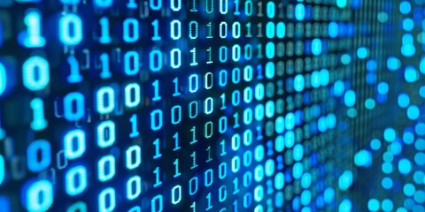 binary code on blue , copy space concept for wallpaper or background