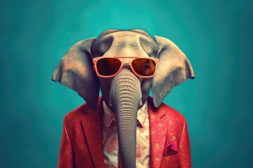 Wall Mural - Portrait of a handsome fashionable elephant.