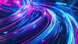 © Flowaiart - Digital light trails, vibrant blue and pink, dynamic movement, closeup, dark background, futuristic vibe, hightech look