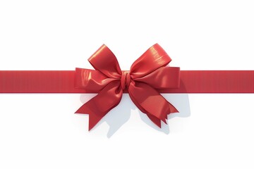 Shiny red ribbon on white background