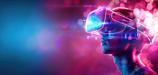 Aufkleber - A man is wearing a virtual reality headset and looking at the camera
