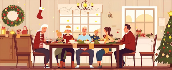 Wall Mural - Christmas lunch/dinner