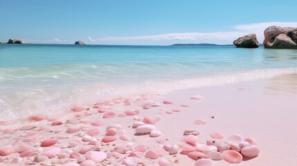 Wall Mural - pink beach with turquoise water