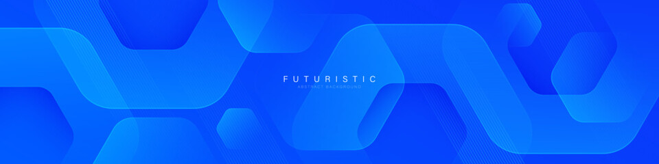 Canvas Print - blue abstract background with geometric shapes. blue gradient hexagon shape. dynamic shapes composit