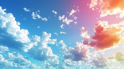 Wall Mural - Sky Gradients Cloud Formations: A 3D illustration featuring the gradient of colors in the sky