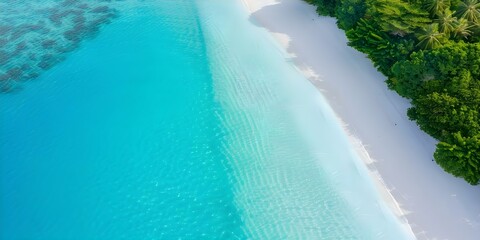 Wall Mural - Breathtaking Aerial View of a Beach with White Sand and Crystal Clear Water. Concept Beach Aerial Photography, White Sand Views, Crystal Clear Waters, Breathtaking Beachscape