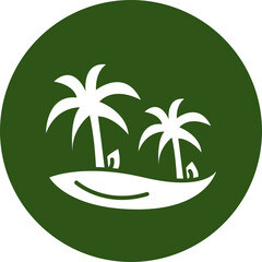 Sticker - Palm Tree Glyph Green Circle Icon