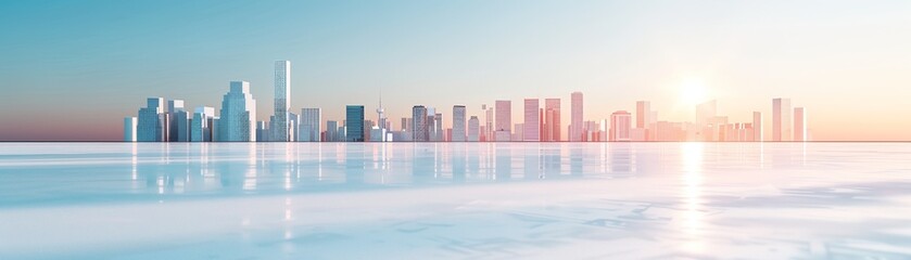 Wall Mural - Cityscape Reflection in Water.