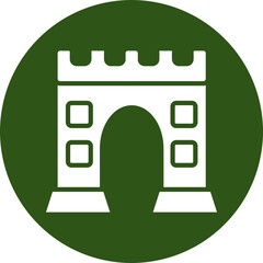 Sticker - Castle Gate Glyph Green Circle Icon