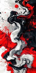 Canvas Print - AI generated illustration of an abstract background with swirling black, white, and red paint