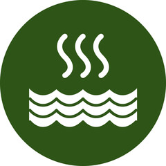 Wall Mural - Hot Spring Vector Glyph Green Circle Icon