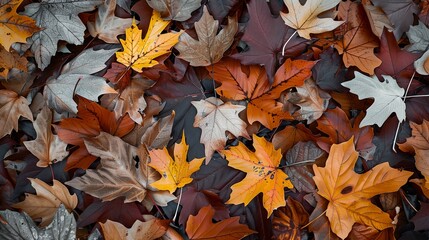 Poster - a pile of leaves that are laying on the ground together in the fall season