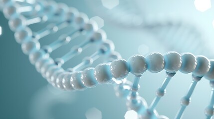 Canvas Print - A blue and white DNA strand with many small balls