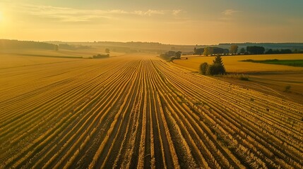 Canvas Print - a large field with a few trees in the distance