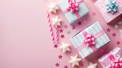 Wall Mural - a pink background with presents