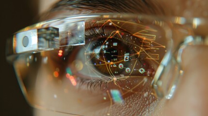 Wall Mural - A person is looking at a computer screen with a blue tint