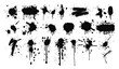 © LOVE VECTOR - Spray graffiti element set, vector urban street black grunge, can splatter brush drip freehand kit. Cool hand writing stain splash, dirty messy airy ink stroke and circles, spray graffiti dark splash,