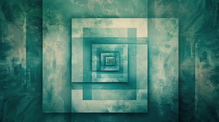 Wall Mural - Harmonious Geometry - Modern Teal Background with Vibrant Geometric Patterns and Soft Lighting
