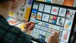 © MAGNIFIER - Digital artist sketching on a tablet with colorful inspiration boards, creativity, digital planning