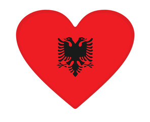 Wall Mural - Albania  flag heart shaped. vector