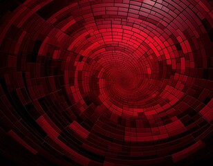 Canvas Print - deep burgundy red abstract rounded mosaic background over black