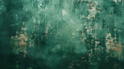 Wall Mural - Tranquil Grunge Green 3D Rendering with Earth Tones and Soft Light Centered Negative Space