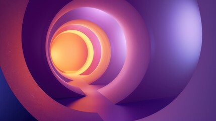 Wall Mural - Ethereal Harmony of Jewel Tones - 3D Rendering Collage on Purple Background with Soft Light and Centered Negative Space