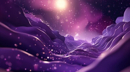 Wall Mural - Ethereal Elegance - 3D Rendering with Hand-Drawn Purple Background and Ambient Light, Featuring Jewel Tones and Centered Negative Space